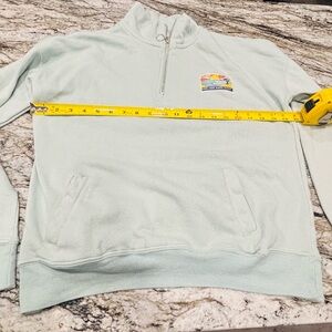 Ron Jon Light Mint Green Half-Zip Sweatshirt with Small Surf Patch